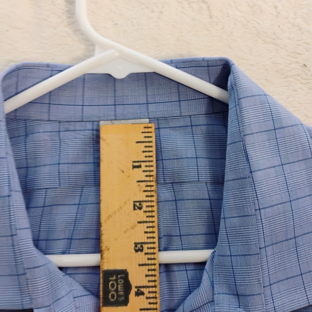 Brooks Brothers Slim Fit Dress Shirt 18 36 Blue Square Cotton Non-Iron Button Up